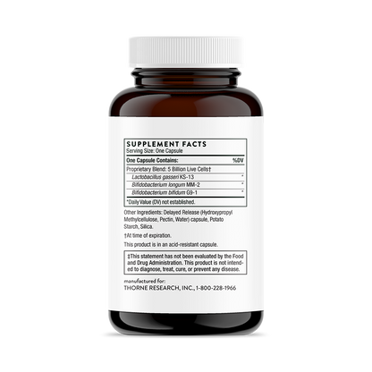 Supplement facts for a bottle of Thorne FloraMend Prime Probiotic dietary supplement 