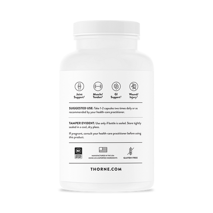 A white supplement bottle with suggested use on the back.  