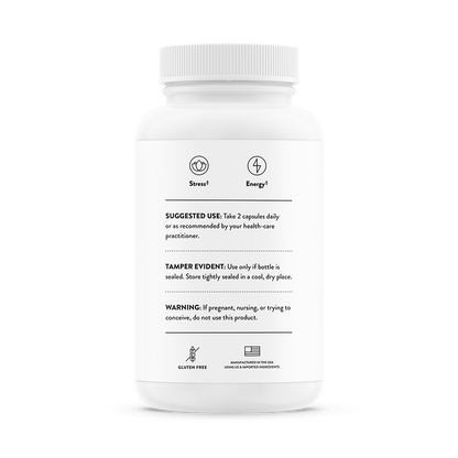 Suggested use for a A bottle of Thorne Ginseng Plus dietary supplement