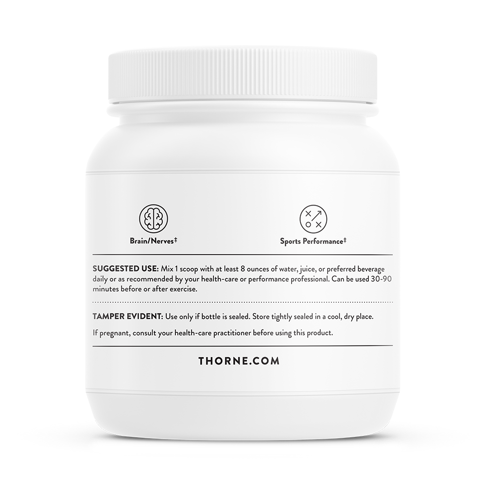 Suggested use for a container of Thorne Creatine Monohydrate Powder