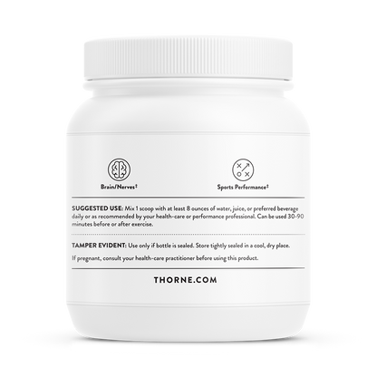 Suggested use for a container of Thorne Creatine Monohydrate Powder