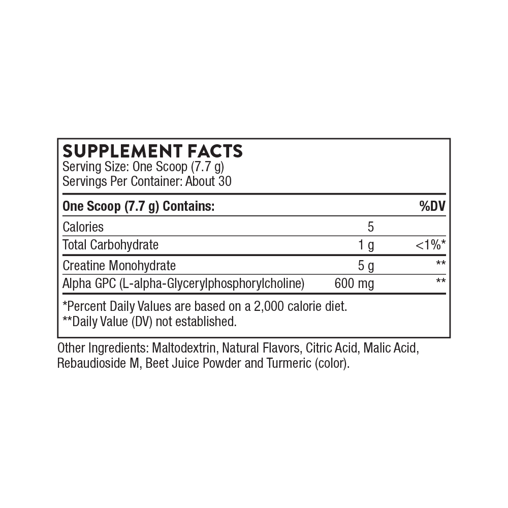 Supplement facts label for a product with detailed nutritional information.