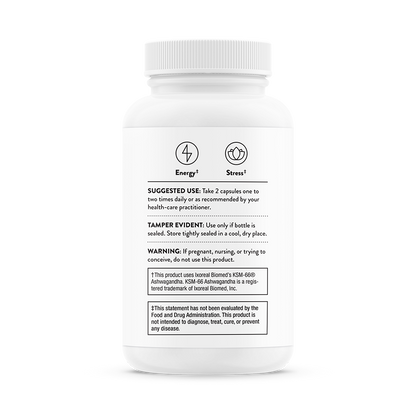 Suggested use information for a bottle of Thorne Stress Balance dietary supplements. 