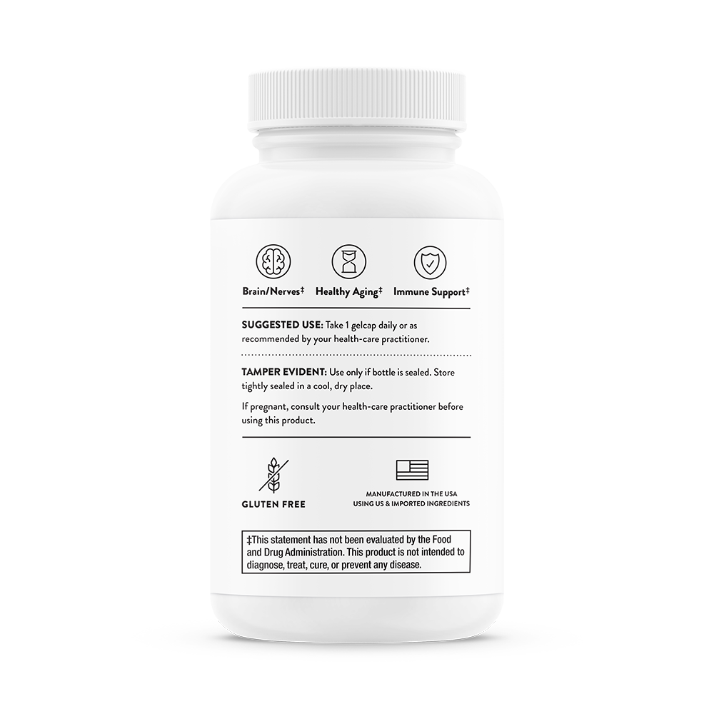 Suggested use information for Thorne Pro-Resolving Mediators.  Product is gluten free.   