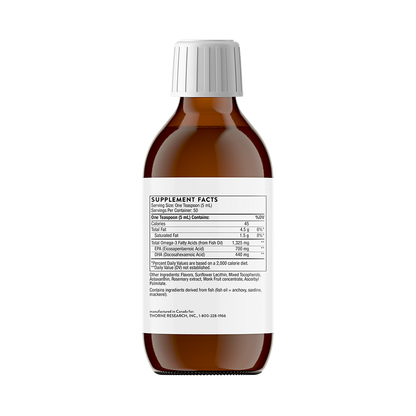 Supplement fact imformation for bottle of Thorne Omega Superb dietary supplement.