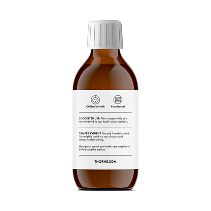 Sugested use information on bottle of Thorne Omega Superb dietary supplement.  Good for children's health