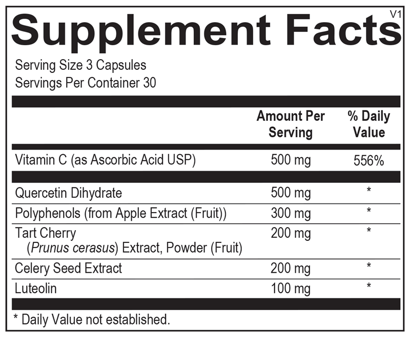 A list of supplement facts.  