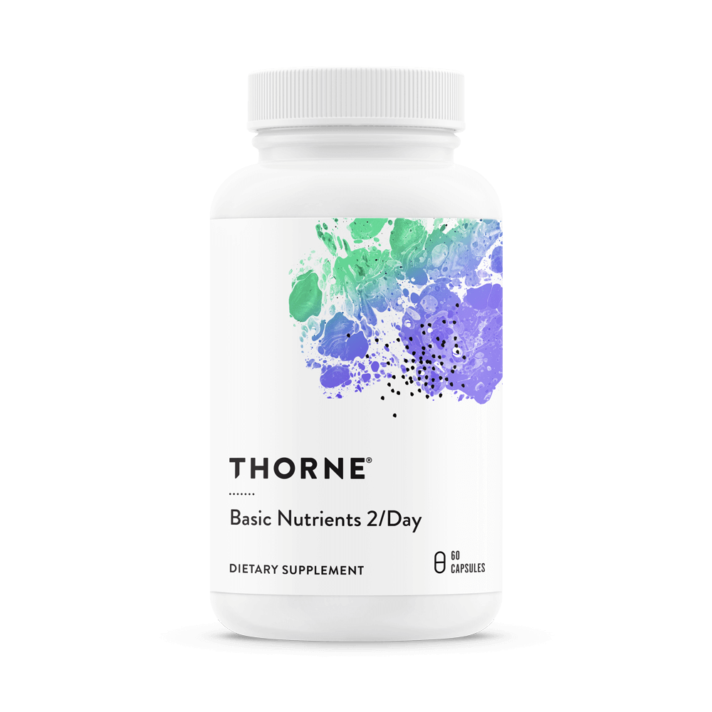 Thorne Basic Nutrients 2/Day dietary supplement bottle on a white background