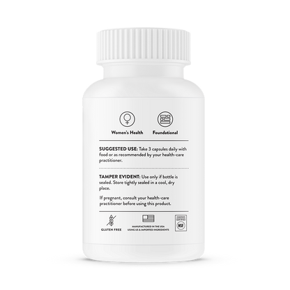 Suggested use information on the back of a bottle of Thorne Basic Prenatal.  The supplement is gluten free.  