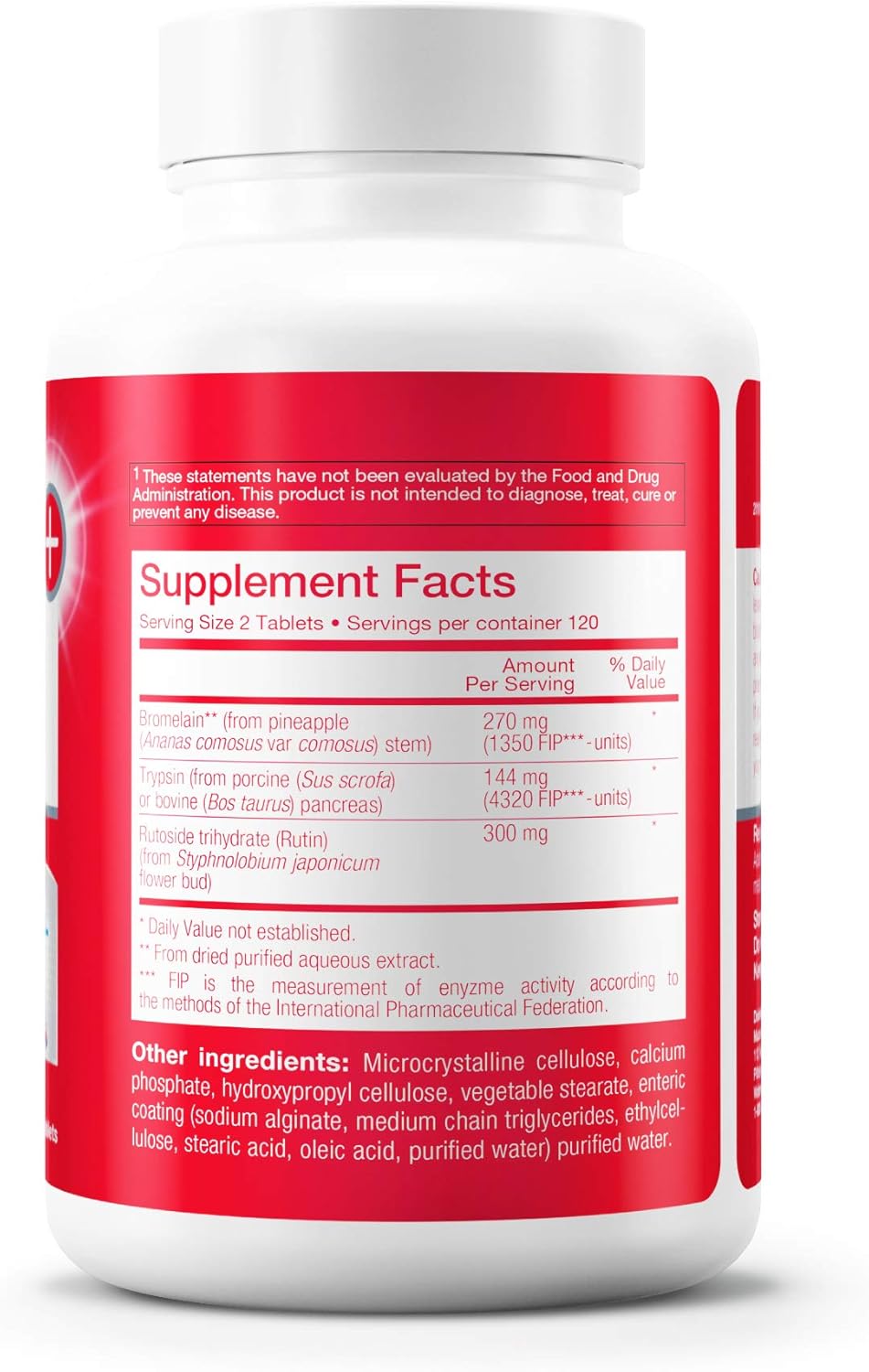Supplement facts for a bottle of Douglas Labs Wobenzym Plus dietary supplement