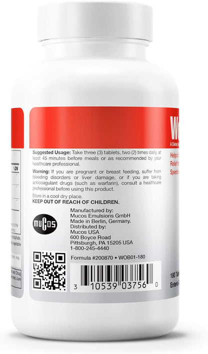 Suggested usage for a bottle of Douglas Labs Wobenzym PS 