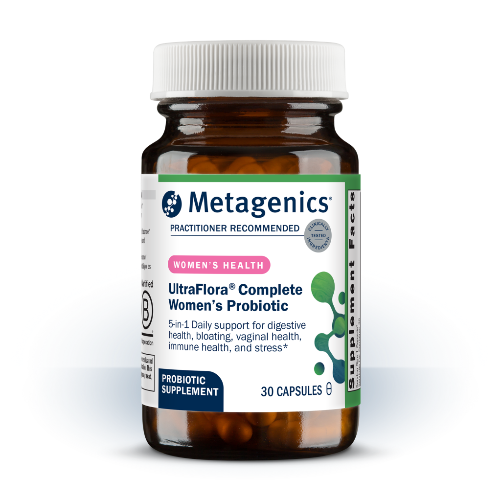 Metagenics UltraFlora Complete Women's Probiotic bottle on a white background