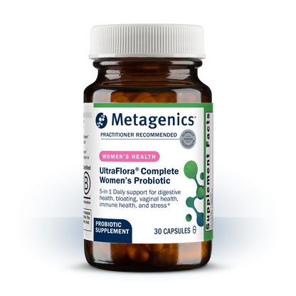 Metagenics UltraFlora Complete Women's Probiotic bottle on a white background